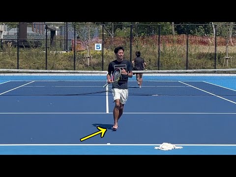 【テニス】超真夏の日に裸足でテニスしてみた【灼熱】