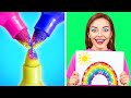 MEGA RICH VS BROKE ART CHALLENGE! Crazy Drawing Hacks and Easy Painting Tricks by TeenVee