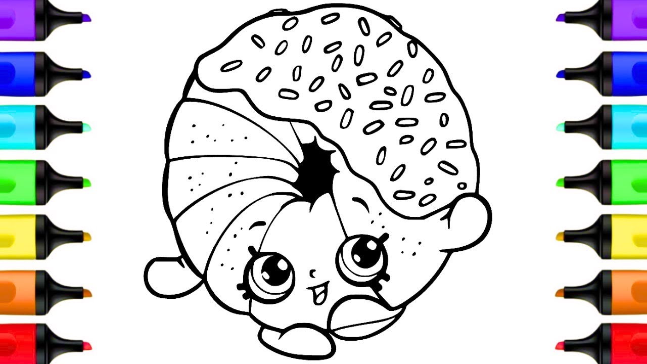 Coloring D'lish Donut Shopkins Coloring Pages | Shopkins Coloring Book Pages Art Markers