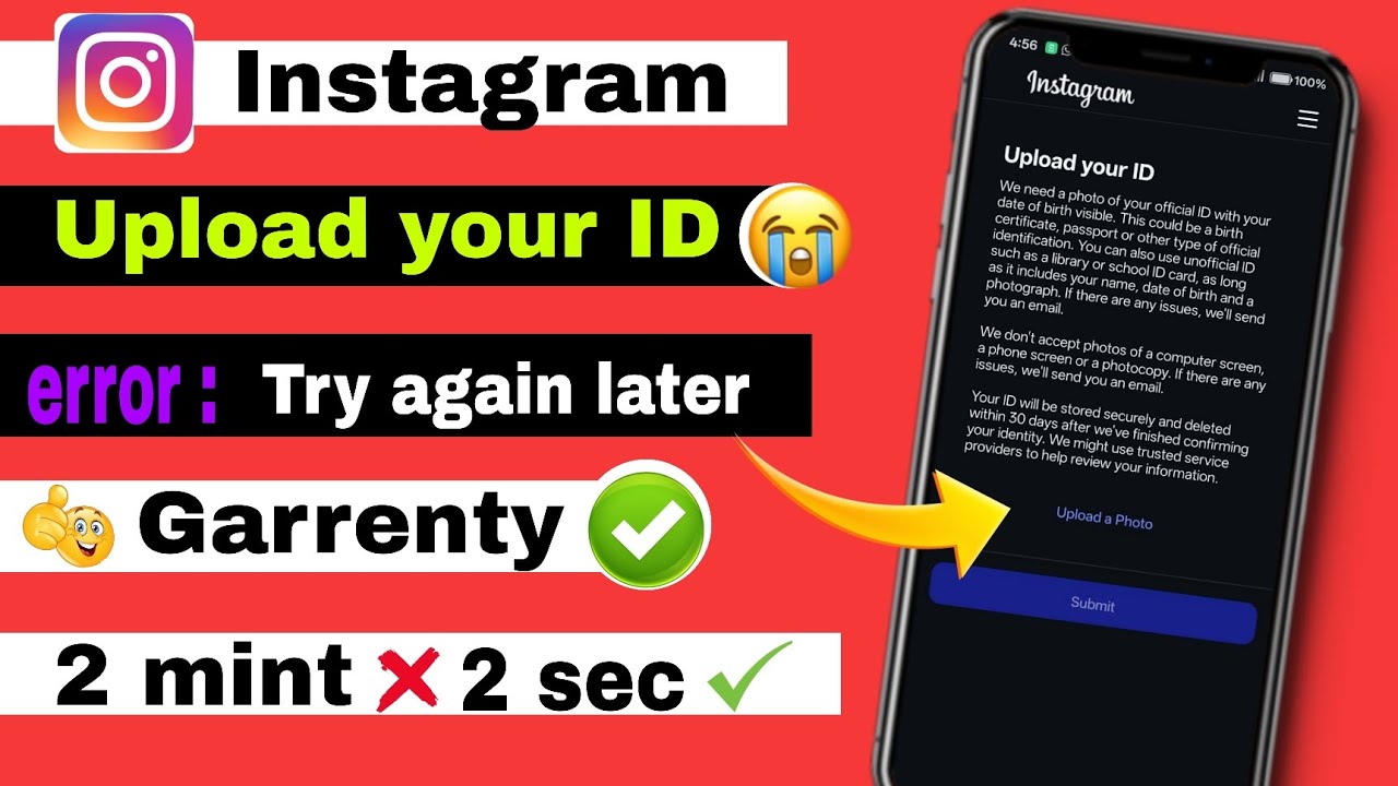 try again later problem instagram upload your ID || instagram upload ...
