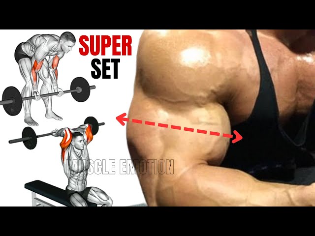 8 Best biceps and triceps workout with barbell only / SUPERSET TRICEPS &  BICEPS 