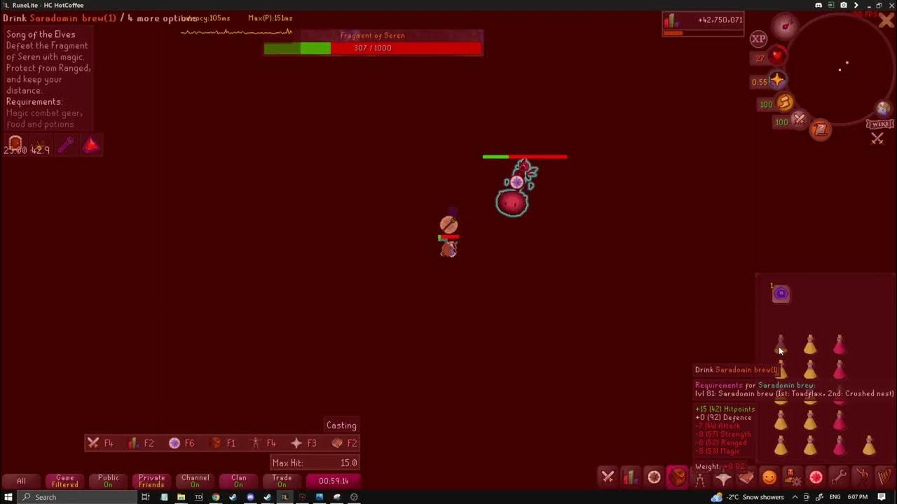 Osrs hcim fragment of seren full fight sote youtube