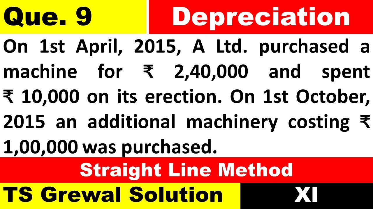 Question 9 Depreciation for class 11 | A ltd purchased machine for 240000 | Ts grewal solutions