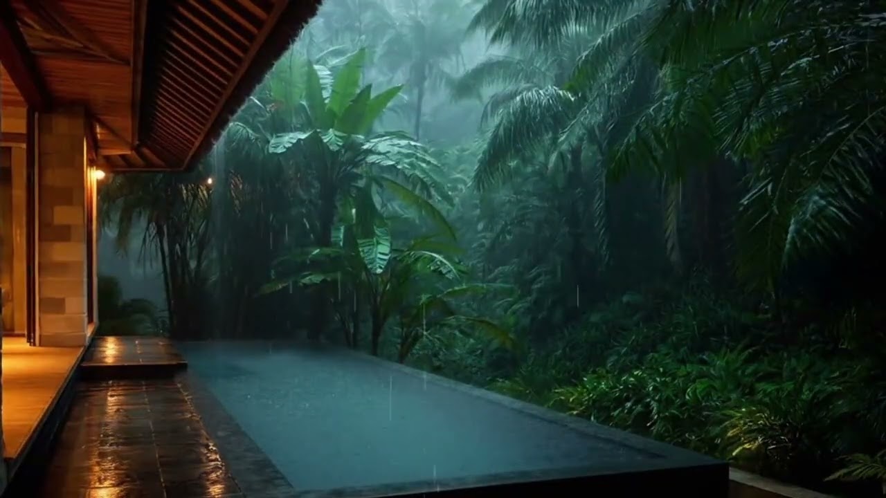Gentle Tropical Rain at a Luxury Bali Villa | Luxury Sleep Ambience