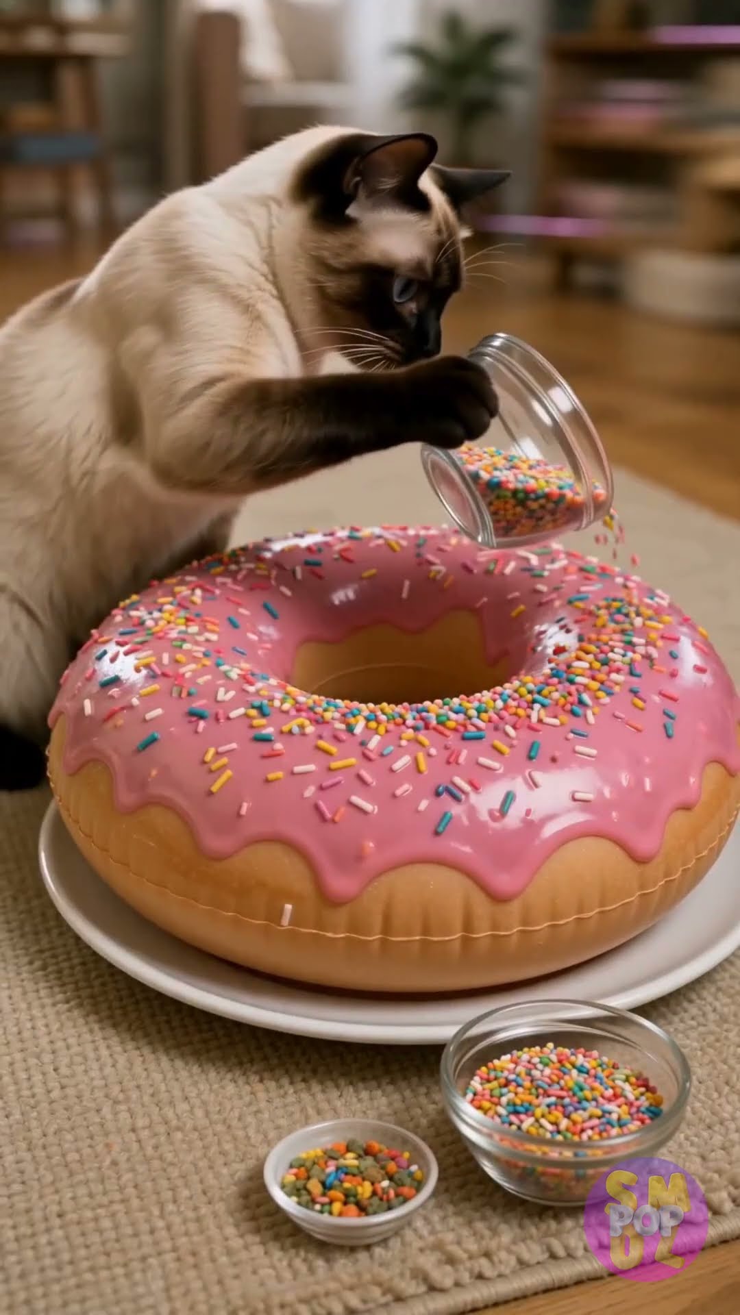 Cat vs. Giant Donut: Chaos Edition! 🍩😼 #catsoftiktok #chaos