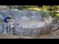 Koi pond construction part 5 - faux/artificial boulders & waterfall rebar/lath