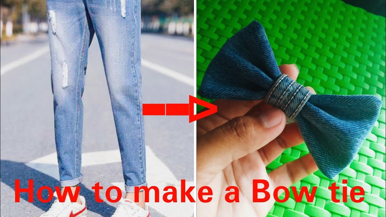 How to make a denim Bow tie from old jeans || Easy Step by 