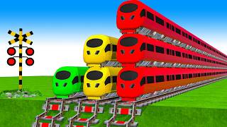 【踏切アニメ】複雑な電車 5 Trains 2025 Climbing Pynamid 🚦 Fumikiri 3D Railroad Crossing Animation #1 #1million