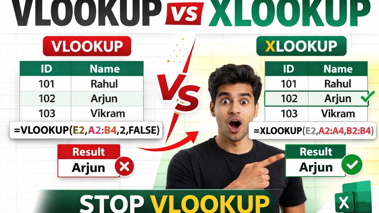 VLOOKUP vs XLOOKUP in Excel | Real Office Example 