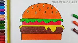 How To Draw A Burger | Burger Drawing | Drawing For Kids | Easy Drawing | Smart Kids Art