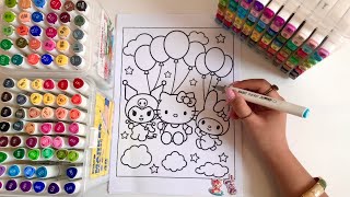 🎈Coloring Cute Characters & Balloons 🌟 | Relaxing ASMR