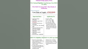 NTA NEET UG Admissions 2025 Apply Online Form for MBBS / BDS Course #nta #neetexam #neetaspirants