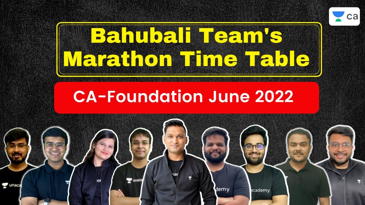 Bahubali Team's Marathon Time Table | CA-Foundation June 2022
