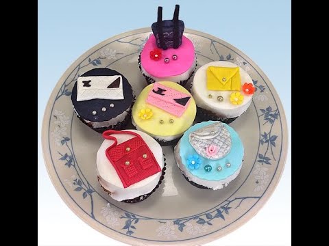 How to make Mini fashion purse fondant cupcake topper tutorial!! 