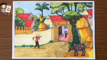 Ngôi nhà trong tranh | Vẽ tranh phong cảnh quê hương | Yếu tố dân tộc trong sáng tạo mĩ thuật