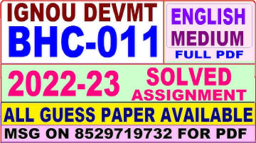 bhc 011 solved assignment 2022-23 / bhc 11 solved assignment in english / ignou devmt solved