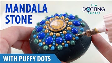 How to paint a mandala stone with puffy dots - Dot painting tutorial