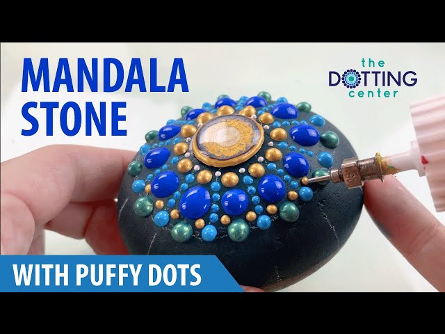 How to paint a mandala stone with puffy dots - Dot painting tutorial 