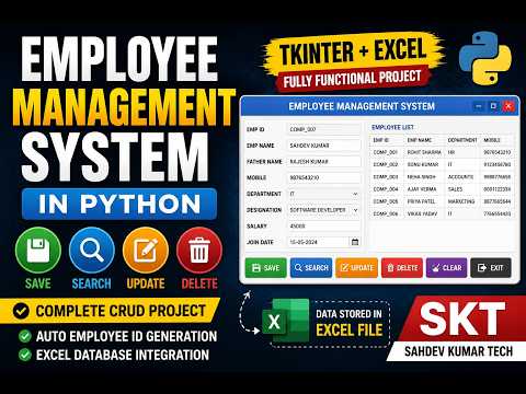 Complete Employee Management Software in Python | Tkinter + Excel Database Project