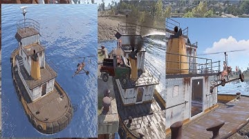 land  Helicopters cars on TUGBOAT RUST #rustgameplay