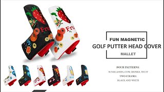 Golf Blade Putter Cover Headcover Magnetic Synthetic Leather Closure Embroidery Funny Patterns Soft