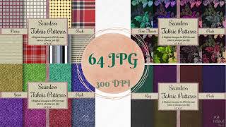 Full 64 Seamless Fabric Textures, Seamless Fabric Patterns, Digital Papers, Printable Scrapbook - Set 1 Update