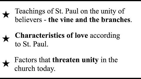 Teachings of St  Paul on the unity of believers   the vine and the branches