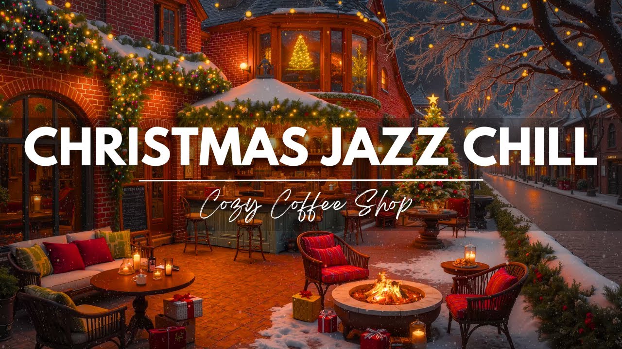 Christmas Jazz Chill 2025 🎄 Cozy Winter Coffee Shop ☕ Warm Fireplace & Smooth Relaxing Jazz