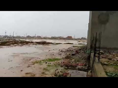 امطار غزيرة بالبرارجة 2 طريق رواد اريانة تونس 