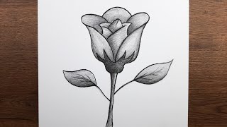 Kolay Karakalem Gül Resmi Nasıl Çizilir - Adım Adım Öğretici Çizim