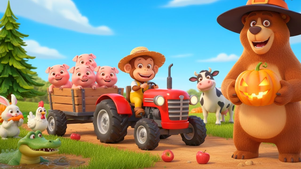 Farmer Monkey’s Crazy Harvest Day 🍎🐷 Tractor Trouble & Fun Farm Jobs!