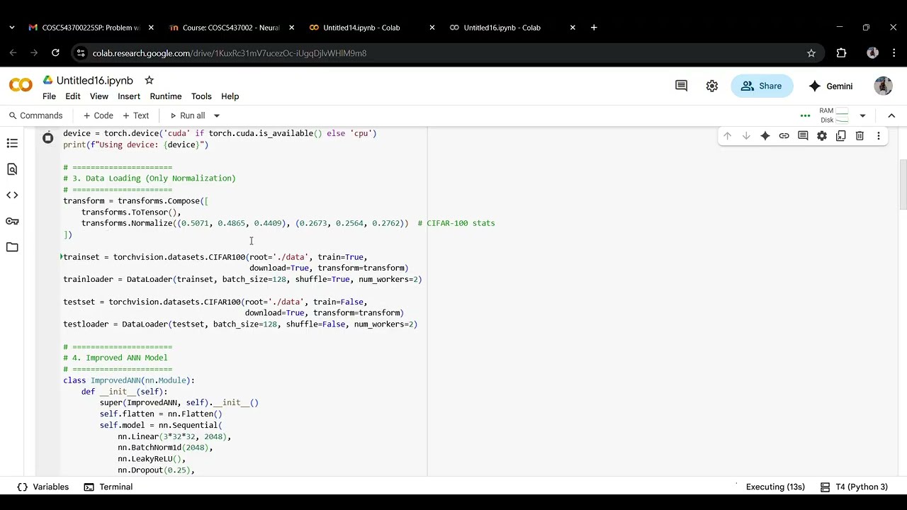Deep ANN for CIFAR-100 in PyTorch | Hyperparameter Tuning