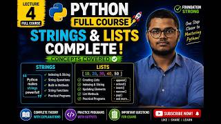 Python Programming | Strings & Lists | Complete tutorial for begginers