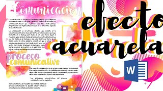 Efecto acuarela en Word// Apunte Bonito en Word//Fernanda