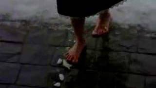 Barefoot in the snow!