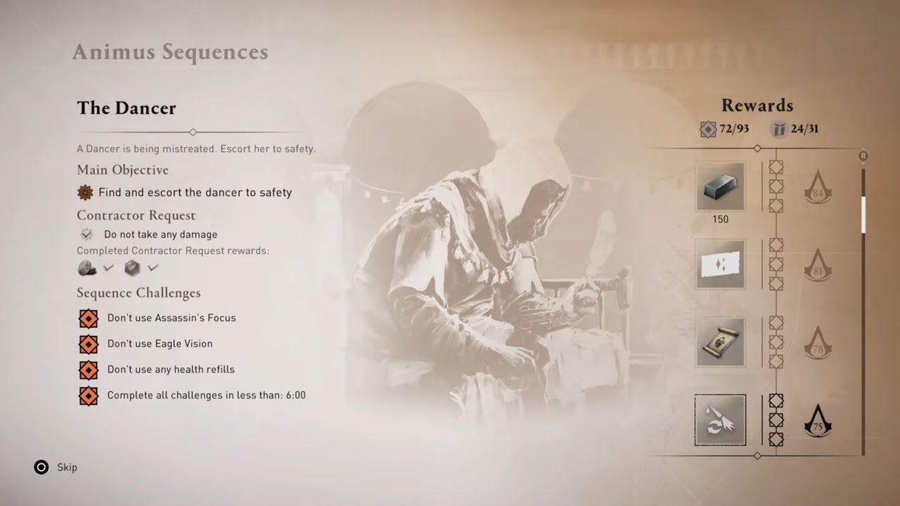 AC Mirage: The Dancer Animus Challenges