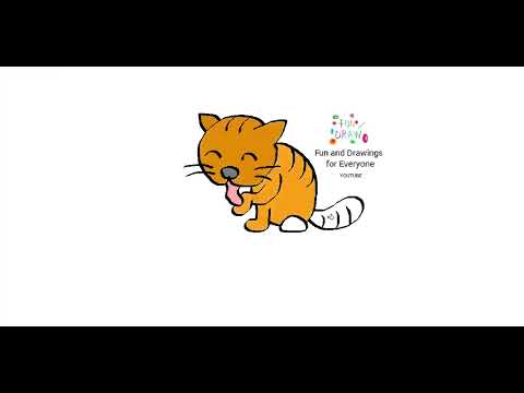 Hvordan man tegner en kat, der slikker sig selv