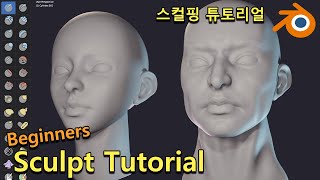 [Blender Tutorial] 스컬핑 기초 튜토리얼/ Sculpt A Head in Blender For Beginners/[블렌더 강의]