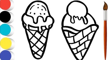 Ice cream Drawing, Painting & Coloring For Kids and Toddlers_ Child Art ‪(Part -81)