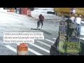 People emerge from New York City manhole