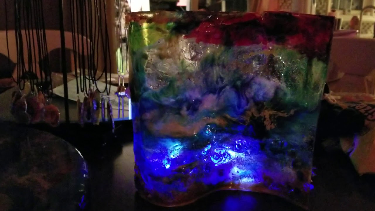 Alcohol inks and resin freeformed sculpture.