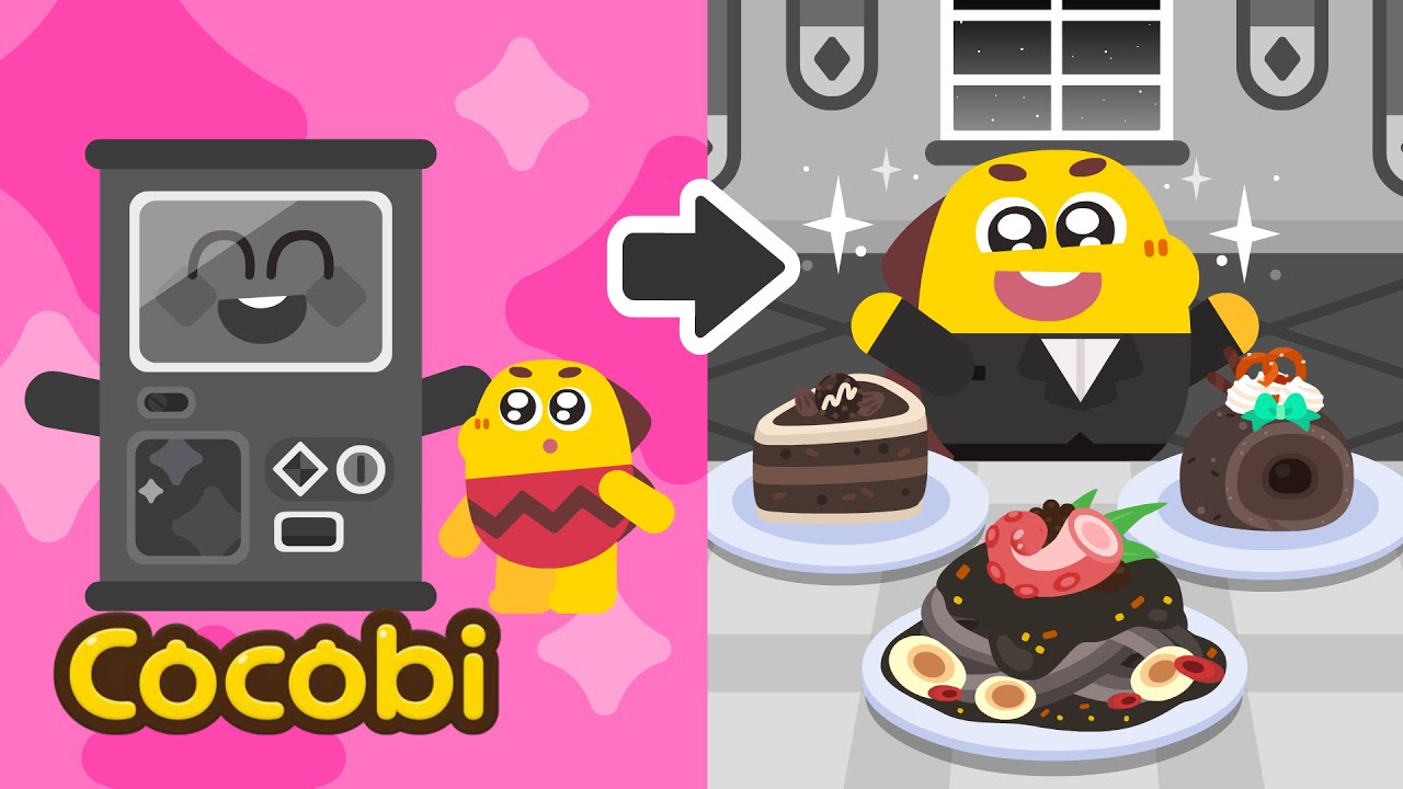 Black Cake from the Black Vending Machine! | Color Songs for Kids | Cocobi