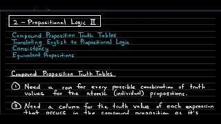 Discrete Math: Lecture 2 - Propositional Logic II