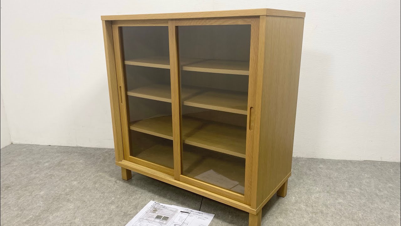 【最終値下げ】無印良品 オーク ガラスキャビネット 木製食器棚 ○ 無印良品 MUJI キャビネット オーク材 天然木 ガラス