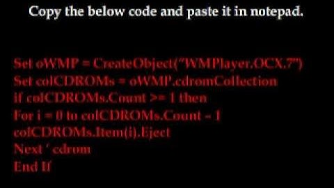 Making a cd rom eject virus in notepad