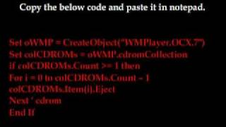Making a cd rom eject virus in notepad