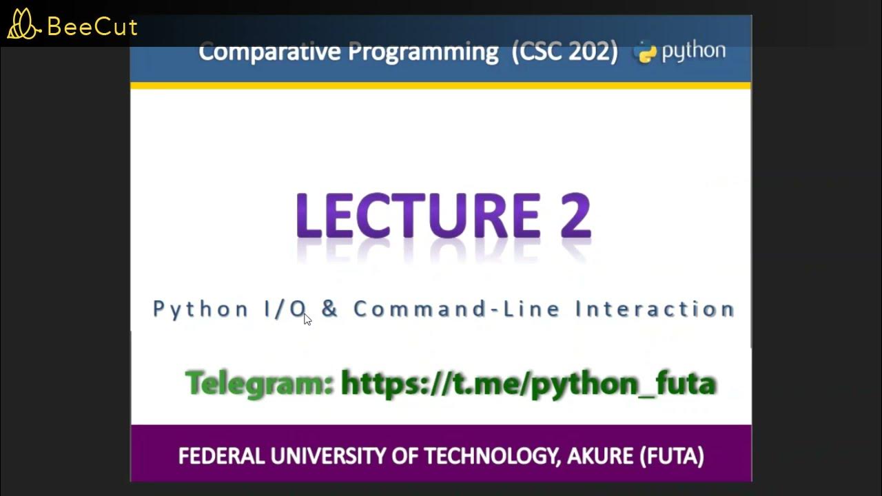 Lecture 2 - Python I/O & Command-Line Interaction - YouTube
