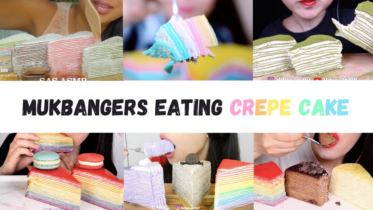 mukbangers eating crepe cake | ASMR Compilation