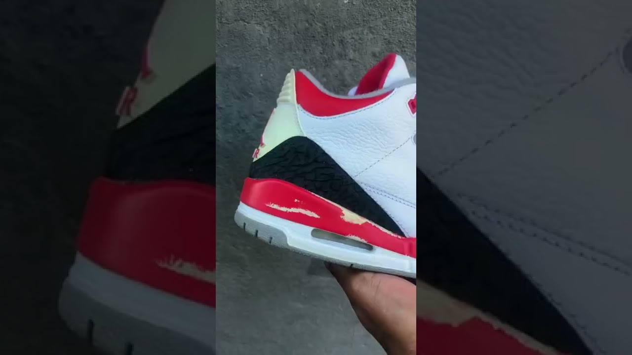 История времени Jordan 3 огненно-красная промежуточная подошва перекрашена