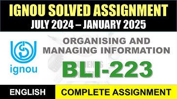BLI 223 Solved Assignment 2024-25 || bli-223 solved assignment in English || July 2024 to Jan 2025